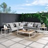 Modway Stance 8 Piece Outdoor Patio Aluminum Sectional Sofa Set in White Gray - Lifestyle