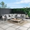 Modway Stance 8 Piece Outdoor Patio Aluminum Sectional Sofa Set in White Gray - Lifestyle - Modway Stance 8 Piece Outdoor Patio Aluminum Sectional Sofa Set in White Gray - Lifestyle