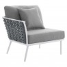 Modway Stance 8 Piece Outdoor Patio Aluminum Sectional Sofa Set in White Gray - Right Armchair in Front Side Angle