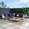 Modway Stance 8 Piece Outdoor Patio Aluminum Sectional Sofa Set in White Navy - Lifestyle