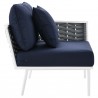 Modway Stance 8 Piece Outdoor Patio Aluminum Sectional Sofa Set in White Gray - Corner Chair in Side Angle