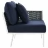 Modway Stance 8 Piece Outdoor Patio Aluminum Sectional Sofa Set in White Gray - Corner Chair in Side Angle - Modway Stance 8 Piece Outdoor Patio Aluminum Sectional Sofa Set in White Gray - Corner Chair in Side Angle