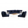 Modway Stance 9 Piece Aluminum Outdoor Patio Aluminum Sectional Sofa Set in White Navy - Set in Front Angle
