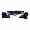 Modway Stance 9 Piece Aluminum Outdoor Patio Aluminum Sectional Sofa Set in White Navy - Set in Front Angle - Modway Stance 9 Piece Aluminum Outdoor Patio Aluminum Sectional Sofa Set in White Navy - Set in Front Angle