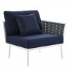 Modway Stance 9 Piece Aluminum Outdoor Patio Aluminum Sectional Sofa Set in White Navy - Left Armchair in Front Side Angle