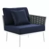 Modway Stance 9 Piece Aluminum Outdoor Patio Aluminum Sectional Sofa Set in White Navy - Left Armchair in Front Side Angle - Modway Stance 9 Piece Aluminum Outdoor Patio Aluminum Sectional Sofa Set in White Navy - Left Armchair in Front Side Angle