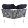 Modway Stance 9 Piece Aluminum Outdoor Patio Aluminum Sectional Sofa Set in White Navy - Corner Chair in Back Angle