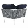 Modway Stance 9 Piece Aluminum Outdoor Patio Aluminum Sectional Sofa Set in White Navy - Corner Chair in Back Angle - Modway Stance 9 Piece Aluminum Outdoor Patio Aluminum Sectional Sofa Set in White Navy - Corner Chair in Back Angle