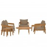 Modway Brisbane 6-Piece Teak Wood Outdoor Patio Set in Natural Light Brown - Set in Front Angle