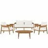 Modway Brisbane 6-Piece Teak Wood Outdoor Patio Set - Natural White - Set in Front Angle - Modway Brisbane 6-Piece Teak Wood Outdoor Patio Set - Natural White - Set in Front Angle