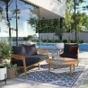 Modway Brisbane 3-Piece Teak Wood Outdoor Patio Set in Natural Navy - Lifestyle - Modway Brisbane 3-Piece Teak Wood Outdoor Patio Set in Natural Navy - Lifestyle