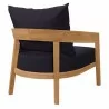 Modway Brisbane 3-Piece Teak Wood Outdoor Patio Set in Natural Navy - Armchair in Back Side Angle - Modway Brisbane 3-Piece Teak Wood Outdoor Patio Set in Natural Navy - Armchair in Back Side Angle