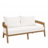 Modway Brisbane 3-Piece Teak Wood Outdoor Patio Set in Natural White - Loveseat in Front Side Angle