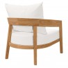 Modway Brisbane 3-Piece Teak Wood Outdoor Patio Set in Natural White - Armchair in Back Side Angle