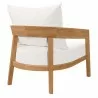 Modway Brisbane 3-Piece Teak Wood Outdoor Patio Set in Natural White - Armchair in Back Side Angle - Modway Brisbane 3-Piece Teak Wood Outdoor Patio Set in Natural White - Armchair in Back Side Angle