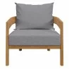 Modway Brisbane 3-Piece Teak Wood Outdoor Patio Set - Natural Gray - Chair in Front Angle - Modway Brisbane 3-Piece Teak Wood Outdoor Patio Set - Natural Gray - Chair in Front Angle