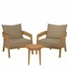 Modway Brisbane 3-Piece Teak Wood Outdoor Patio Set - Natural Light Brown - Set in Front Side Angle - Modway Brisbane 3-Piece Teak Wood Outdoor Patio Set - Natural Light Brown - Set in Front Side Angle