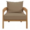 Modway Brisbane 3-Piece Teak Wood Outdoor Patio Set - Natural Light Brown - Armchair in Front Angle