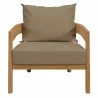 Modway Brisbane 3-Piece Teak Wood Outdoor Patio Set - Natural Light Brown - Armchair in Front Angle - Modway Brisbane 3-Piece Teak Wood Outdoor Patio Set - Natural Light Brown - Armchair in Front Angle