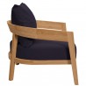 Modway Brisbane 3-Piece Teak Wood Outdoor Patio Set - Natural Navy - Armchair in Side Angle