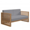 Modway Carlsbad 6-Piece Teak Wood Outdoor Patio Set in Natural Gray - Loveseat in Front Side Angle