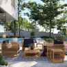 Modway Carlsbad 6-Piece Teak Wood Outdoor Patio Set in Natural Navy - Lifestyle