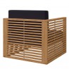 Modway Carlsbad 6-Piece Teak Wood Outdoor Patio Set in Natural Navy - Armchair in Back Side Angle