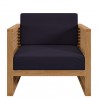 Modway Carlsbad 6-Piece Teak Wood Outdoor Patio Set in Natural Navy - Armchair in Front Angle