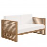 Modway Carlsbad 6-Piece Teak Wood Outdoor Patio Set - Natural White - Loveseat in Front Side Angle