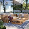 Modway Carlsbad 3-Piece Teak Wood Outdoor Patio Set in Natural Gray  - Lifestyle
