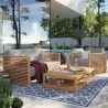 Modway Carlsbad 3-Piece Teak Wood Outdoor Patio Set in Natural Gray  - Lifestyle - Modway Carlsbad 3-Piece Teak Wood Outdoor Patio Set in Natural Gray  - Lifestyle