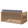 Modway Carlsbad 3-Piece Teak Wood Outdoor Patio Set in Natural Gray  - Loveseat in Back Side Angle