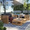 Modway Carlsbad 3-Piece Teak Wood Outdoor Patio Set in Natural Navy - Lifestyle - Modway Carlsbad 3-Piece Teak Wood Outdoor Patio Set in Natural Navy - Lifestyle