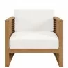 Modway Carlsbad 3-Piece Teak Wood Outdoor Patio Set - Natural White - Armchar in Front Angle - Modway Carlsbad 3-Piece Teak Wood Outdoor Patio Set - Natural White - Armchar in Front Angle