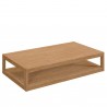 Modway Carlsbad 3-Piece Teak Wood Outdoor Patio Set - Natural White - Table in Front Side Angle