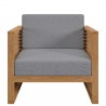 Modway Carlsbad 3-Piece Teak Wood Outdoor Patio Set - Natural Gray - Front Angle
