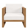 Modway Carlsbad 3-Piece Teak Wood Outdoor Patio Set - Natural White - Armchair in Front Angle