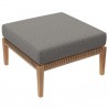 Modway Clearwater Outdoor Patio Teak Wood Ottoman in Gray Graphite - Front Side Top Angle