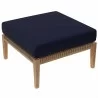 Modway Clearwater Outdoor Patio Teak Wood Ottoman in Gray Navy - Front Side Top Angle - Modway Clearwater Outdoor Patio Teak Wood Ottoman in Gray Navy - Front Side Top Angle