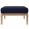 Modway Clearwater Outdoor Patio Teak Wood Ottoman in Gray Navy - Front Angle