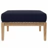 Modway Clearwater Outdoor Patio Teak Wood Ottoman in Gray Navy - Front Angle - Modway Clearwater Outdoor Patio Teak Wood Ottoman in Gray Navy - Front Angle