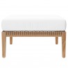 Modway Clearwater Outdoor Patio Teak Wood Ottoman in Gray White - Front Angle