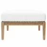 Modway Clearwater Outdoor Patio Teak Wood Ottoman in Gray White - Front Angle - Modway Clearwater Outdoor Patio Teak Wood Ottoman in Gray White - Front Angle