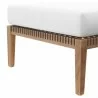 Modway Clearwater Outdoor Patio Teak Wood Ottoman in Gray White - Seat Closeup Angle - Modway Clearwater Outdoor Patio Teak Wood Ottoman in Gray White - Seat Closeup Angle