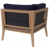Modway Clearwater Outdoor Patio Teak Wood Corner Chair in Gray Navy - Back Angle