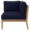 Modway Clearwater Outdoor Patio Teak Wood Corner Chair in Gray Navy - Side Angle
