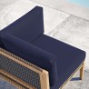 Modway Clearwater Outdoor Patio Teak Wood Corner Chair in Gray Navy - Lifestyle