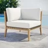 Modway Clearwater Outdoor Patio Teak Wood Corner Chair in Gray White - Lifestyle - Modway Clearwater Outdoor Patio Teak Wood Corner Chair in Gray White - Lifestyle
