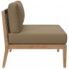 Modway Clearwater Outdoor Patio Teak Wood Armless Chair in Gray Light Brown - Side Angle