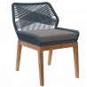 Modway Wellspring 5-Piece Outdoor Patio Teak Wood Dining Set - Blue Graphite - Chair in Front Side Angle